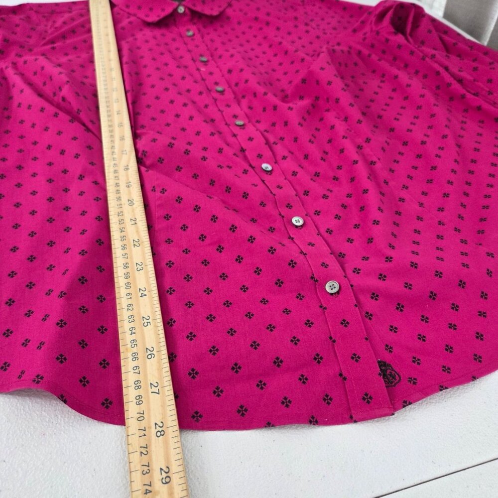 Talbots Womens Fuchsia Geometric Button Up Blouse… - image 8
